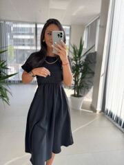 My 3760 Siyah Midi Bluzlu Elbise