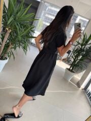 My 3760 Siyah Midi Bluzlu Elbise