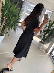 My 3760 Siyah Midi Bluzlu Elbise