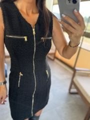 Ky  34431 Gold Fermuar Detaylı Tüvit Elbise