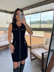 Ky  34431 Gold Fermuar Detaylı Tüvit Elbise