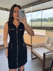 Ky  34431 Gold Fermuar Detaylı Tüvit Elbise