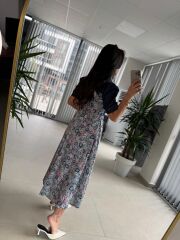 Bb 29948 Denim Detaylı Önden Bağlamalı Elbise