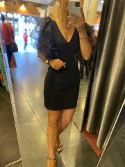 Orj brand dress with organza sleeve detail