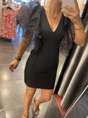 Orj brand dress with organza sleeve detail