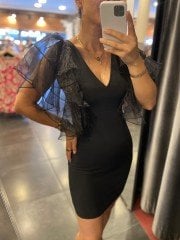 Orj brand dress with organza sleeve detail