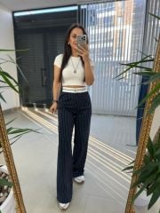Gk Striped Navy Blue Trousers