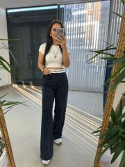 Gk Striped Navy Blue Trousers