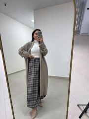 Qs 0006Vizon Oversize Uzun Triko Hırka