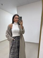 Qs 0006Vizon Oversize Uzun Triko Hırka