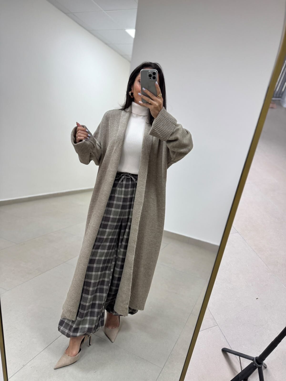 Qs 0006Vizon Oversize Uzun Triko Hırka