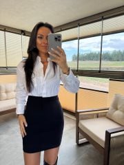 Ky 34440 Crep Detaylı Beyaz Gömlek Kalem Elbise