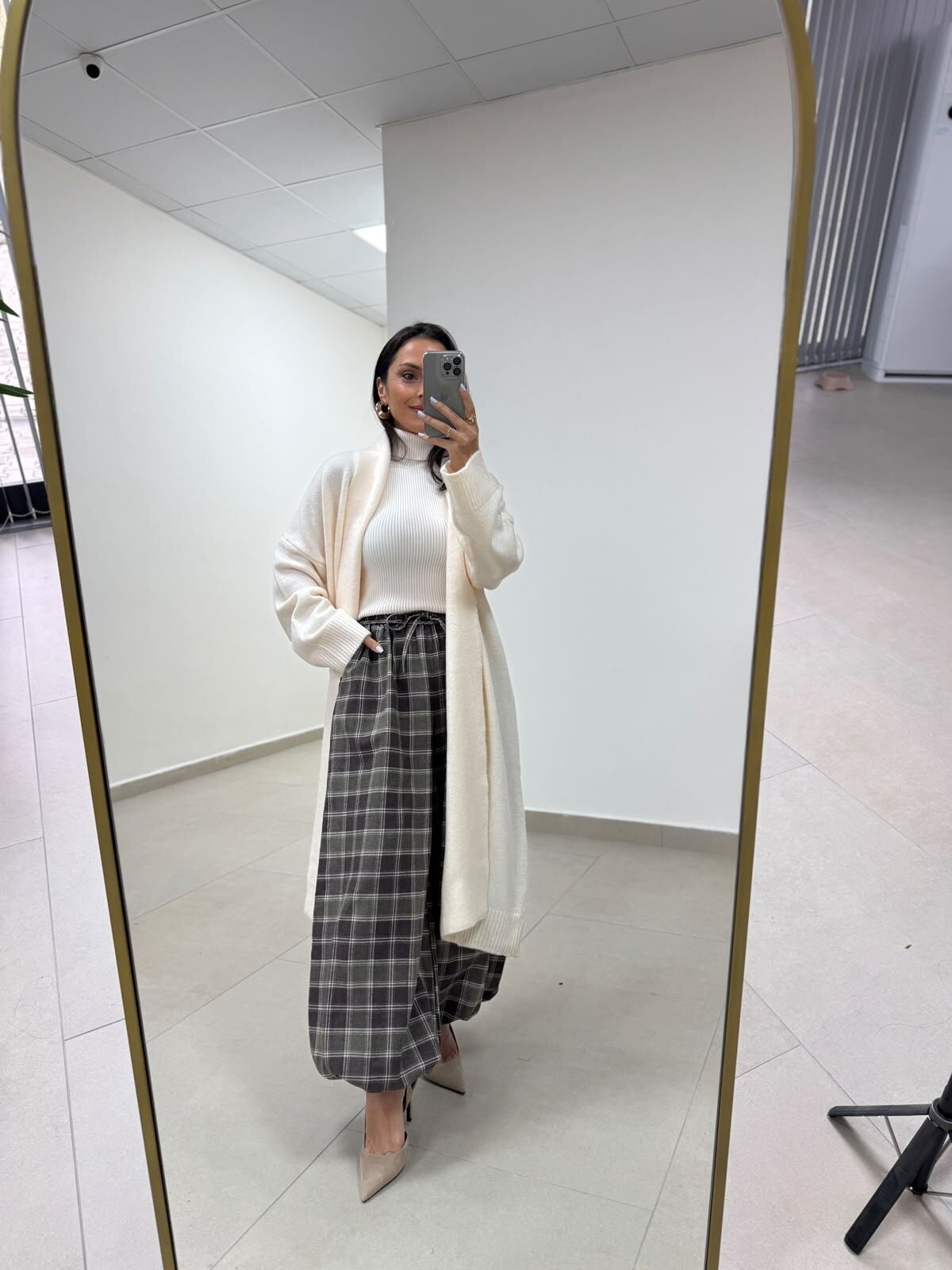 Qs 0006 Krem Oversize Uzun Triko Hırka