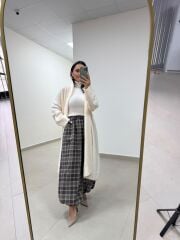 Qs 0006 Krem Oversize Uzun Triko Hırka