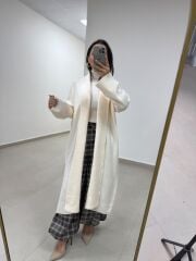 Qs 0006 Krem Oversize Uzun Triko Hırka