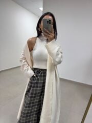Qs 0006 Krem Oversize Uzun Triko Hırka