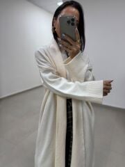 Qs 0006 Krem Oversize Uzun Triko Hırka