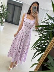 My 4009 Fresh Floral Kare Yaka Lila Elbise