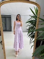 My 4009 Fresh Floral Kare Yaka Lila Elbise