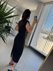 My 3708 Siyah Taşlı Kalem Elbise