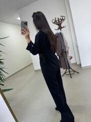 Art 4013 Tensel Kemer Detaylı Siyah Yelek Takım