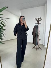 Art 4013 Tensel Kemer Detaylı Siyah Takım