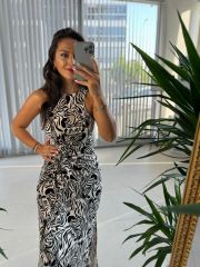 Mc 5893 Knitted Dress with Knot Detail