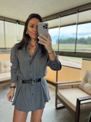 Fw 8098 Gray Striped Shorts Shirt Dress