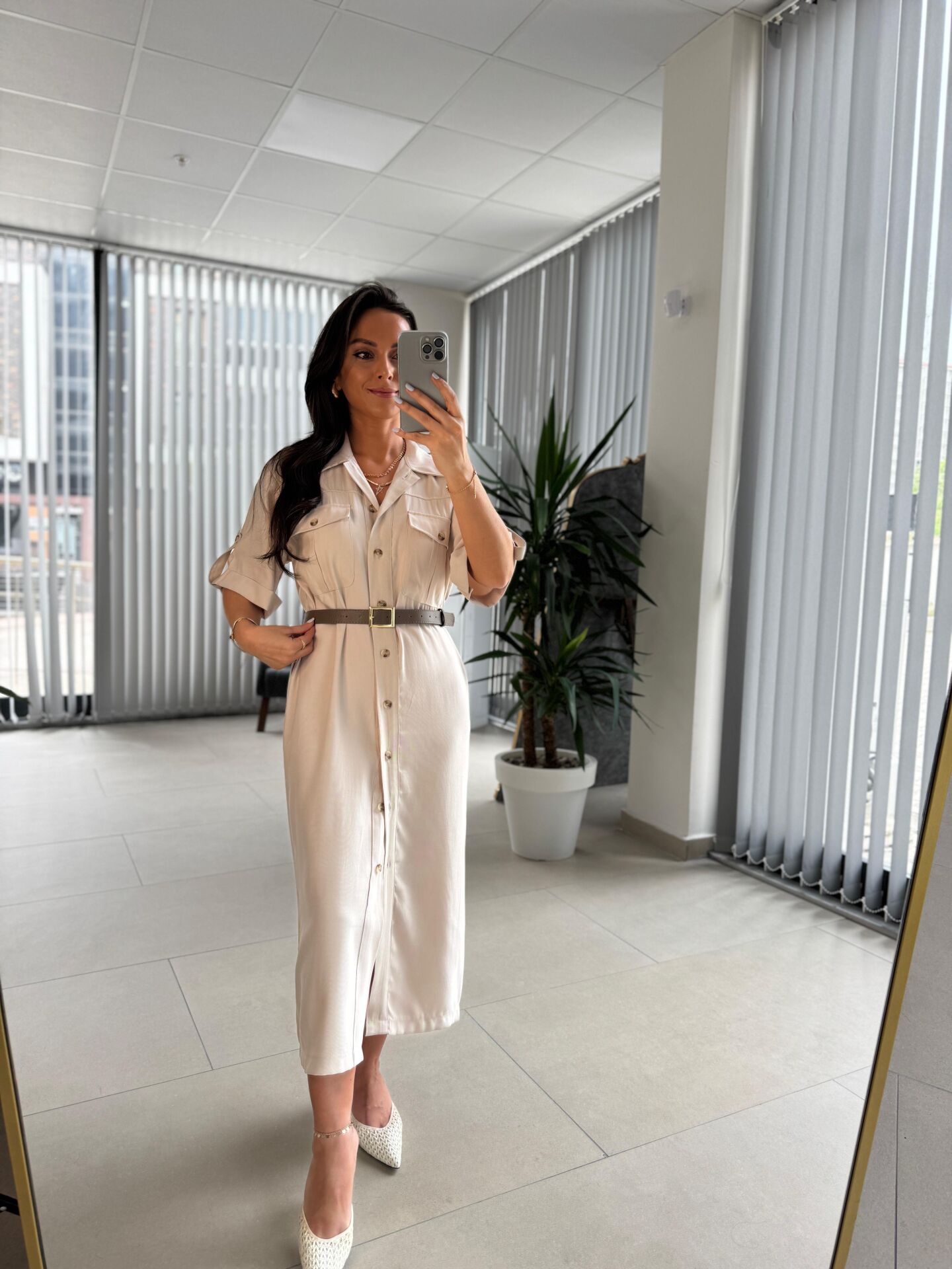 Fw 8118 Vizon Kemerli Tensel Taş Elbise