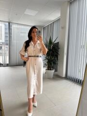 Fw 8118 Vizon Kemerli Tensel Taş Elbise