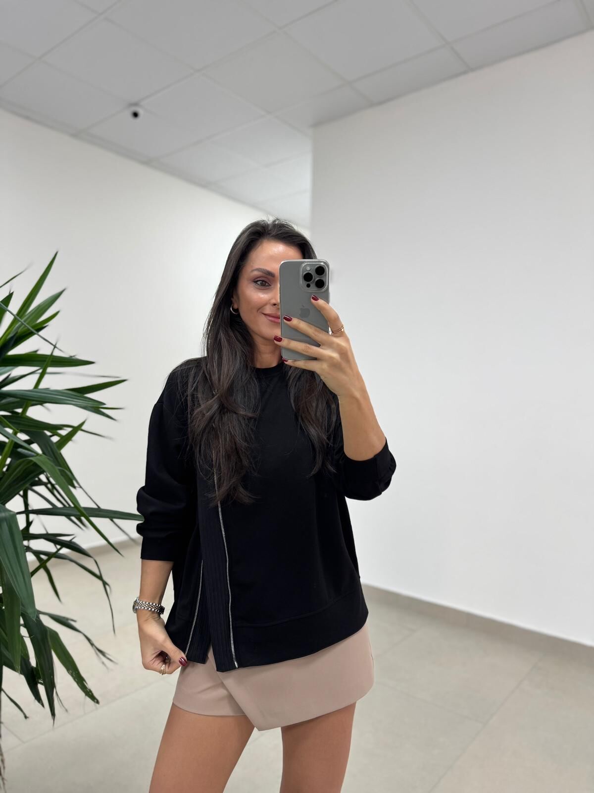 Ml 98215 Siyah Fermuar Detaylı Sweat