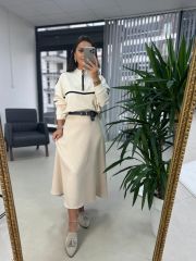 Sg Fermuar Detaylı Krem Triko Sweat