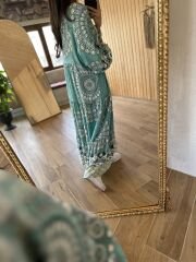 My 3043 Etnik maksiboy yeşil elbise