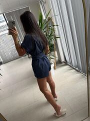 Ms Gold Çıtçıt Detaylı Denim Tulum