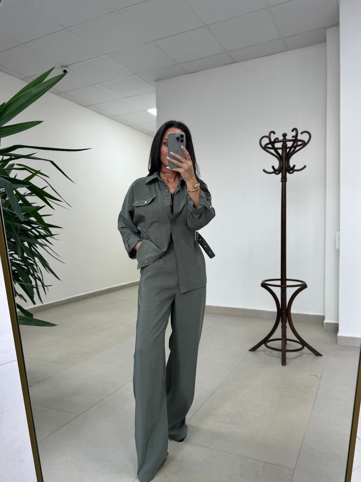 Art 4013 Tensel Kemer Detaylı Mint Yelek Takım