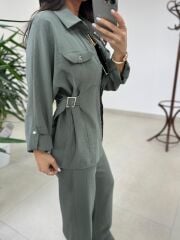 Art 4013 Tensel Kemer Detaylı Mint Yelek Takım