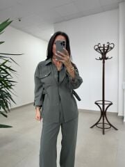 Art 4013 Tensel Kemer Detaylı Mint Yelek Takım