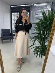 Sg Fermuar Detaylı Siyah Triko Sweat