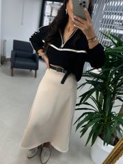 Sg Fermuar Detaylı Siyah Triko Sweat