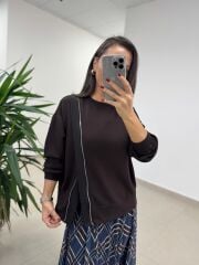 Ml 98215 A. Kahve Fermuar Detaylı Sweat