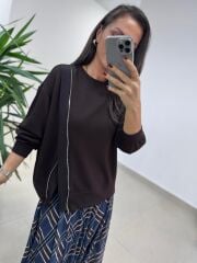 Ml 98215 A. Kahve Fermuar Detaylı Sweat