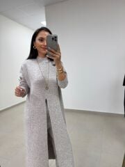 Qs 1008 Soft Dokulu Vizon Kırçıllı Triko Tunik Pantolon Takım
