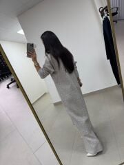 Qs 1008 Soft Dokulu Vizon Kırçıllı Triko Tunik Pantolon Takım