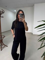 İv 0635 Pamuklu Penye Siyah Takım