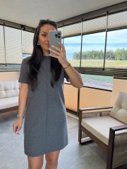 Dv 90810 Grass Stitched Gray Knitwear Dress