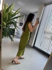 My 3698 Düğüm Detaylı Yağ Yeşili Kalem Elbise