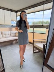 Dv 90810 Grass Stitched Gray Knitwear Dress