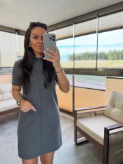 Dv 90810 Grass Stitched Gray Knitwear Dress