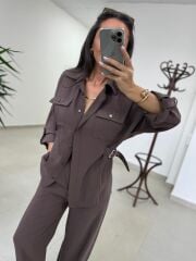 Art 4013 Tensel Kemer Detaylı Kahve Takım