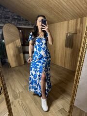 Blue rose viscose dress